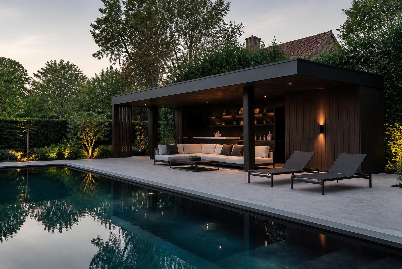 Poolhouse met overdekt terras in Putte